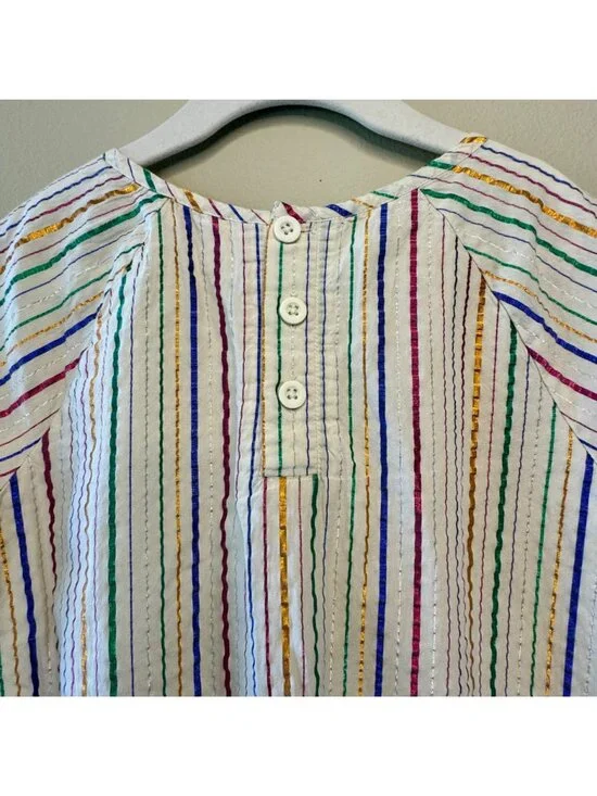 HANNA ANDERSSON Metallic Striped Dress Girls 6-7 120 Rainbow Shimmer Tunic Top - Picture 3 of 8